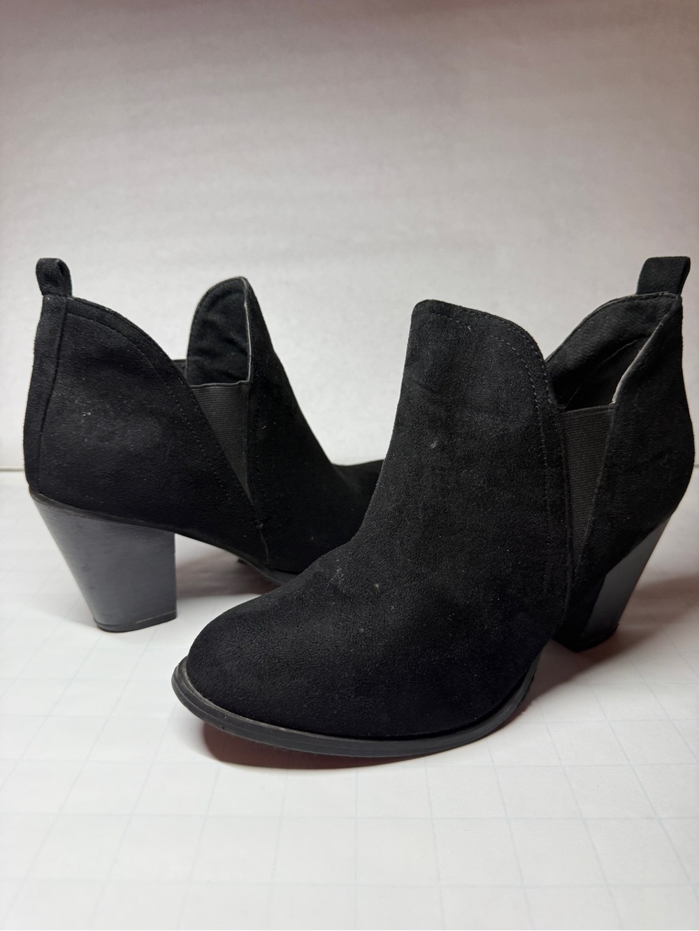 Women’s Black Suede Ankle Booties - Chic Heel Boot